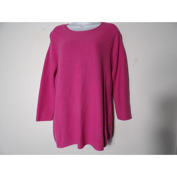 Talbots Plus X (XL) Sweater Pink Tight Knit Pullover Valentines Gold Buttons - Picture 3 of 11